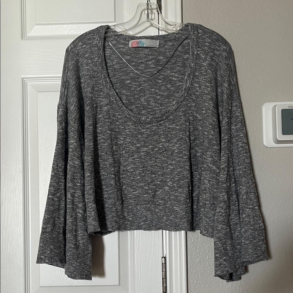 Free People Beach Dionne Sweater Top steel grey combo